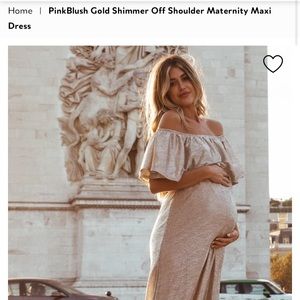 PinkBlush Gold Shimmer Off Shoulder Maternity Maxi